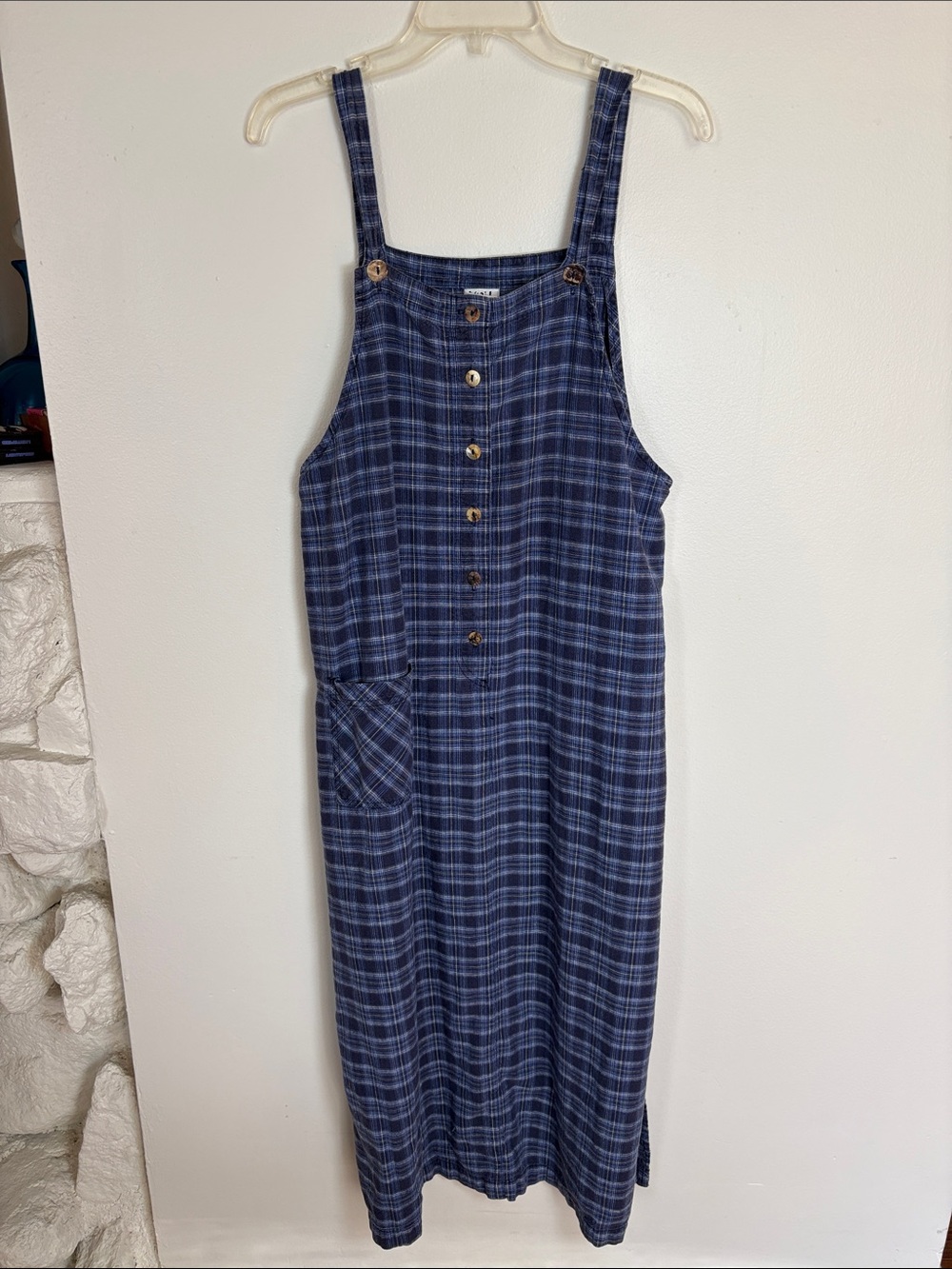 VTG 90s Grunge Plaid Maxi Pinafore Dress (L)